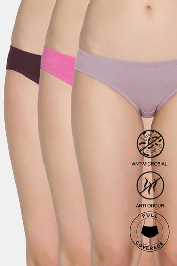 Buy Zivame Low Rise Full Coverage Bikini Panty (Pack of 3) - Multicolor